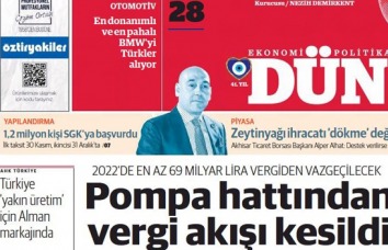 Kurucu Ortağımız Nazmi Karyağdı’nın Akaryakıtta ÖTV Değerlendirmesi DÜNYA Gazetesinde Manşetten Yayınlandı